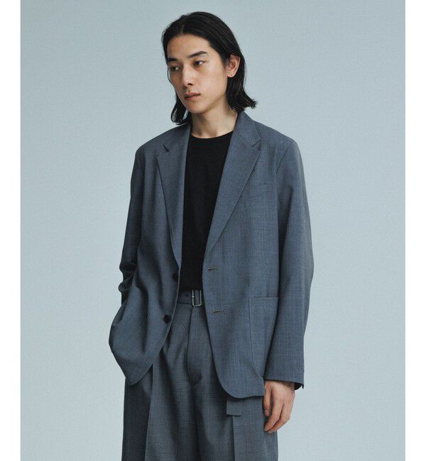 ADAM ET ROPE'「サマーウーステッド ボックスシルエット アンコンジャケット / セットアップ可能」|テーラードジャケット|グレー(07)