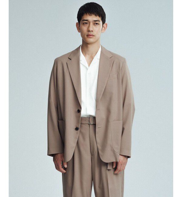 ADAM ET ROPE'「サマーウーステッド ボックスシルエット アンコンジャケット / セットアップ可能」|テーラードジャケット|キャメル系(26)