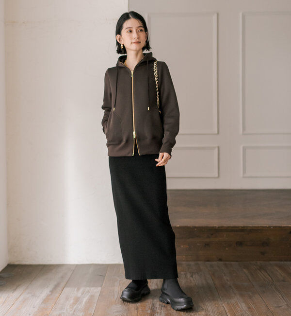  「【WEB限定/キレイめ上品】スポンジダンボールZIPパーカーカットソー」|パーカー|