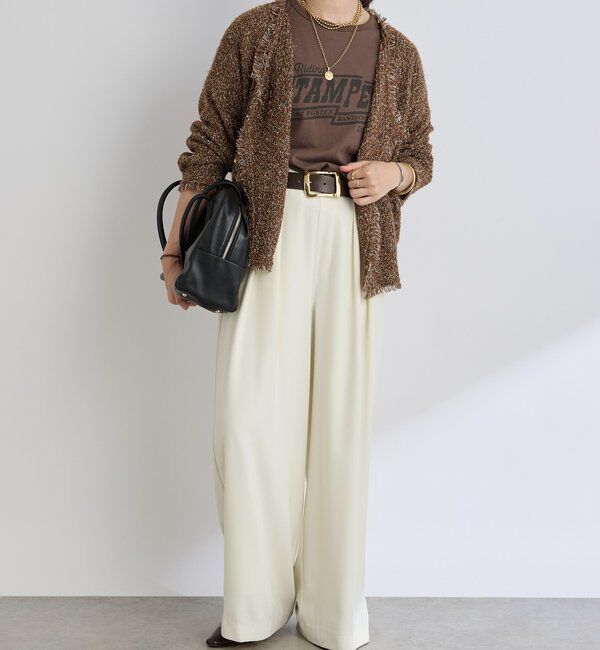  「【ウォッシャブル】【シーズンレスで使える】タックワイドスラックス」|チノ|