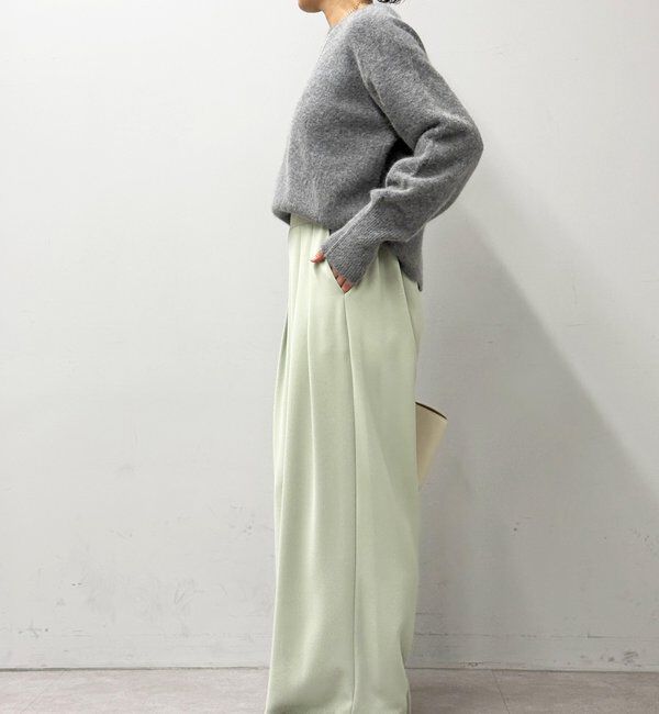  「【ウォッシャブル】【シーズンレスで使える】タックワイドスラックス」|チノ|