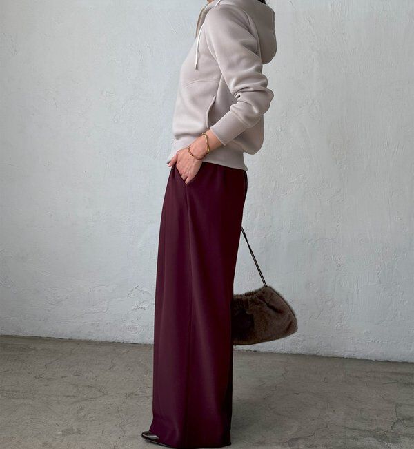  「【ウォッシャブル】【シーズンレスで使える】タックワイドスラックス」|チノ|