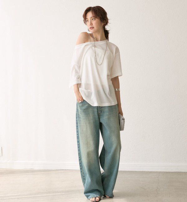  「【MONN.:.(モン)】オープンネックTee」|Tシャツ・カットソー|