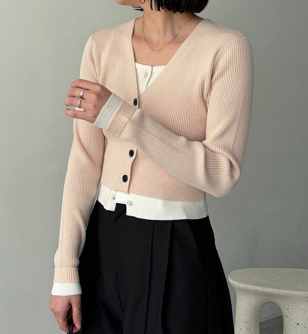  「バイカラーレイヤードカーディガン」|カーディガン|