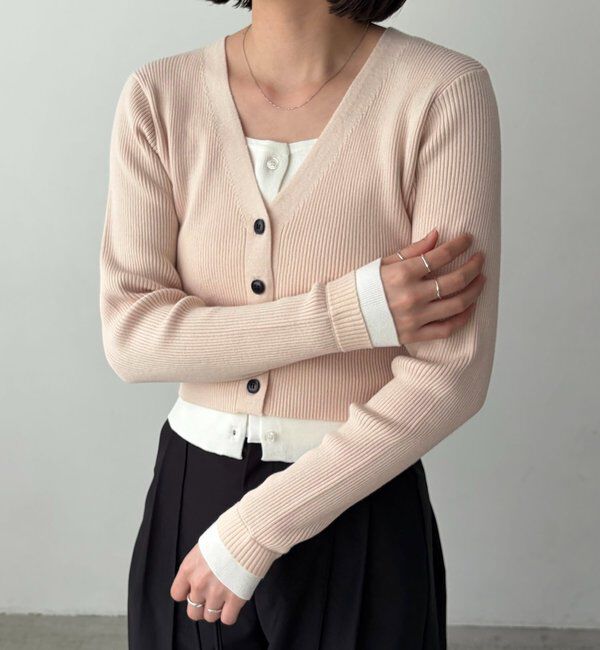  「バイカラーレイヤードカーディガン」|カーディガン|