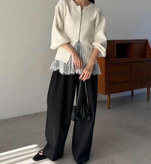  「スラブジップパフカーディガン」|カーディガン|