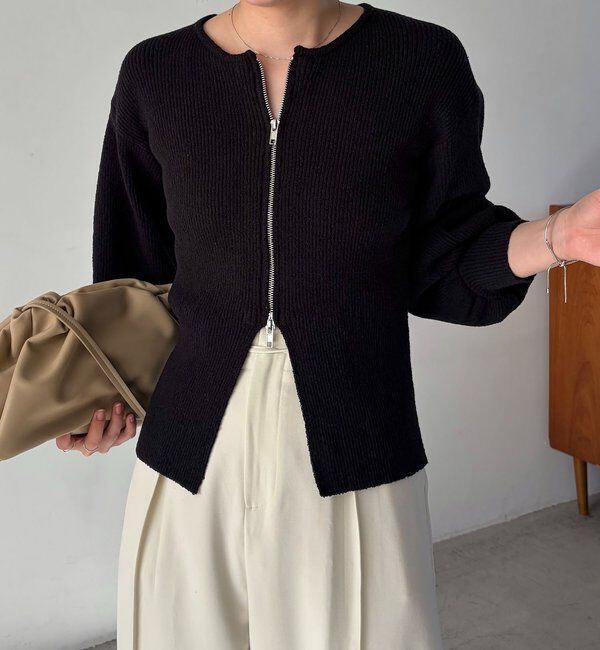  「スラブジップパフカーディガン」|カーディガン|