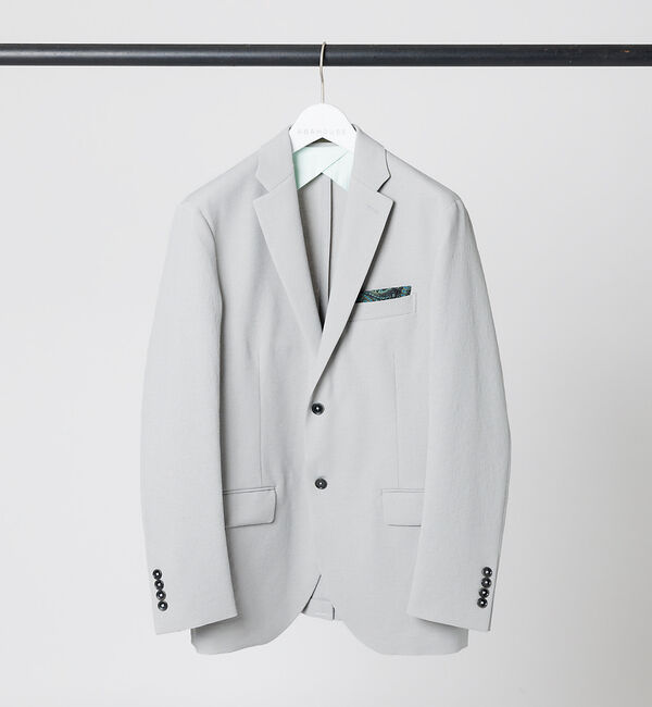 ABAHOUSE「【セットアップ対応】RIRANCHA ランダムマットストレッチ ジャケット」|テーラードジャケット|ライトグレー