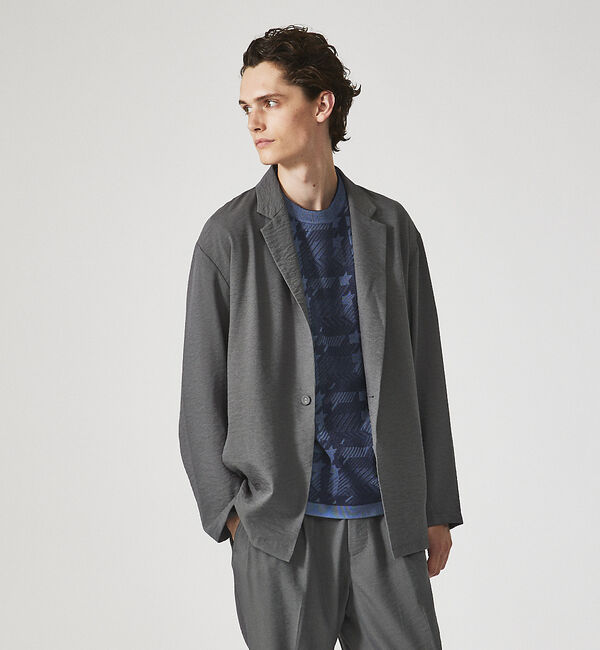 ABAHOUSE「【セットアップ対応】クレープ ストレッチ ワンボタン ジャケット / サマージャ」|その他|チャコールグレー