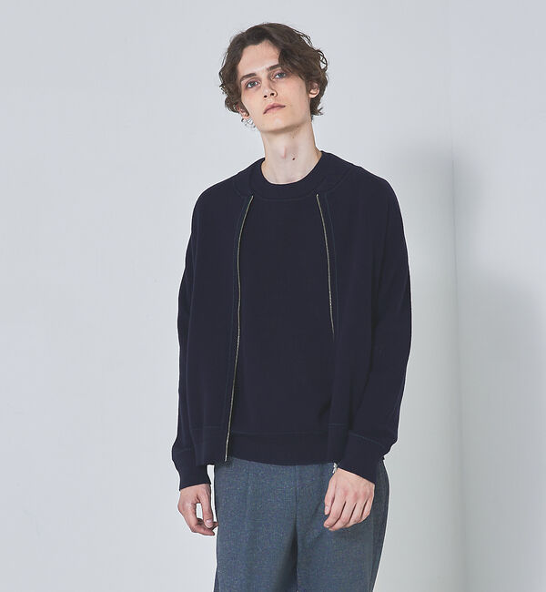 ABAHOUSE「【アンサンブル対応】ダブルジャガード ニット ブルゾン」|カーディガン|ネイビー