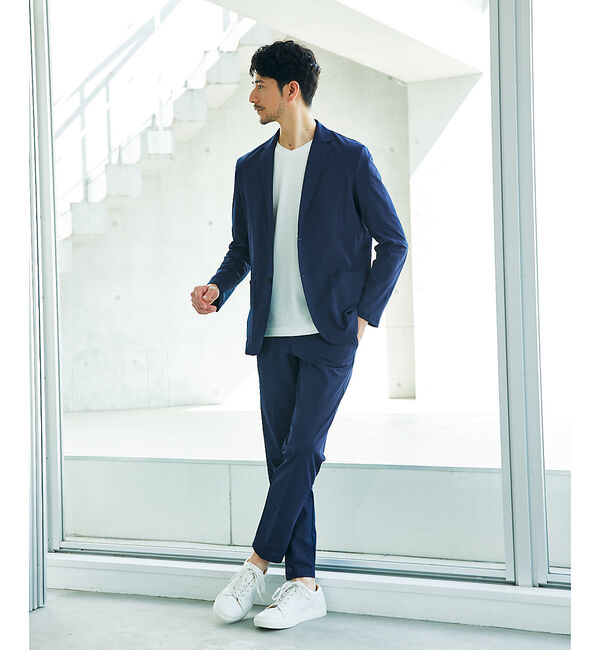 ABAHOUSE「【チェック柄】ジャガード Vネック 半袖 Tシャツ」|Tシャツ・カットソー|