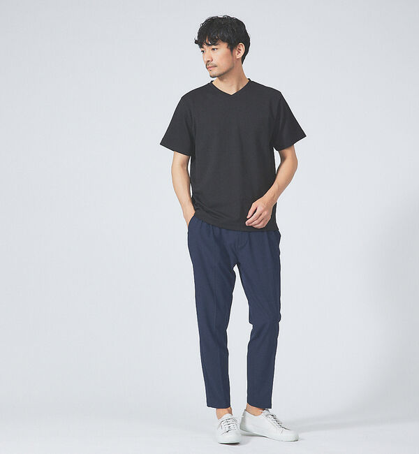 ABAHOUSE「【チェック柄】ジャガード Vネック 半袖 Tシャツ」|Tシャツ・カットソー|