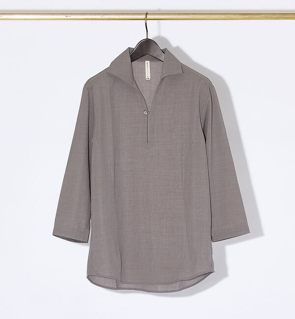 ABAHOUSE「【リネンタッチ】7分袖 カプリシャツ / スキッパーシャツ」|シャツ・ブラウス|モカ