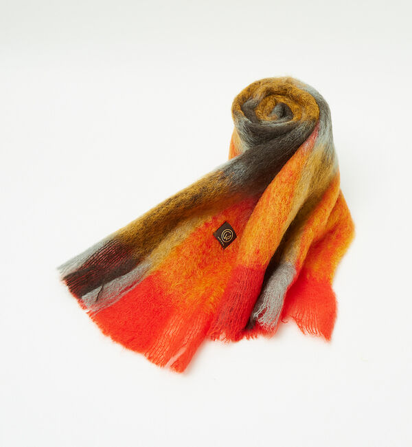 ABAHOUSE「【MANTAS EZCARAY】シャギーモヘア マフラー TARTAN / ボリ」|マフラー|オレンジ