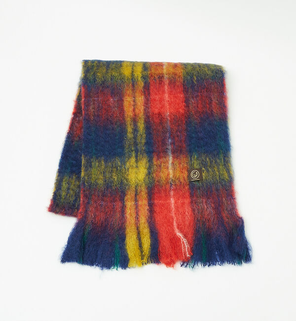 ABAHOUSE「【MANTAS EZCARAY】シャギーモヘア マフラー TARTAN / ボリ」|マフラー|