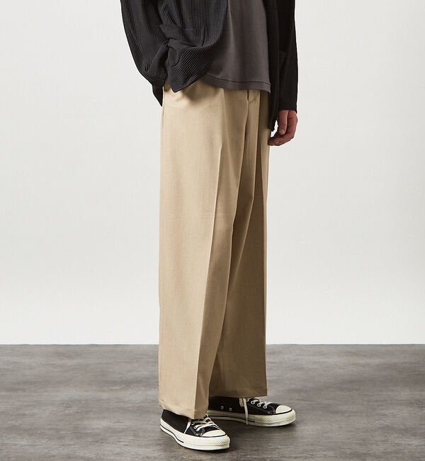 ABAHOUSE「デニムライク ワイドストレート スラックス / ワイドパンツ」|その他|ベージュ