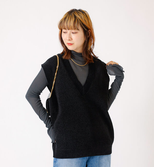 Rouge vif「モールニット片畔ベスト」|ベスト・ジレ|