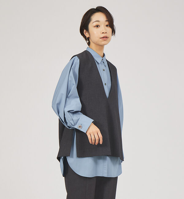 qualite「【セットアップ対応】ダブルクロススリットジレ」|ベスト・ジレ|チャコールグレー