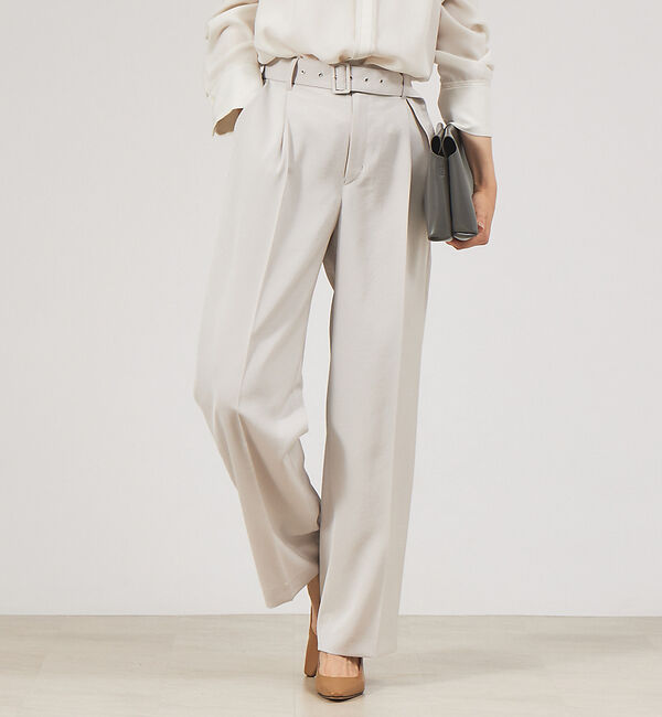 qualite「【セットアップ対応】ダルサテンワイドパンツ」|その他|ピンクベージュ