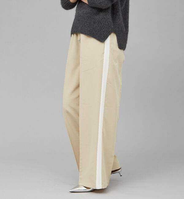 qualite「サイドラインストレートパンツ」|その他|ベージュ