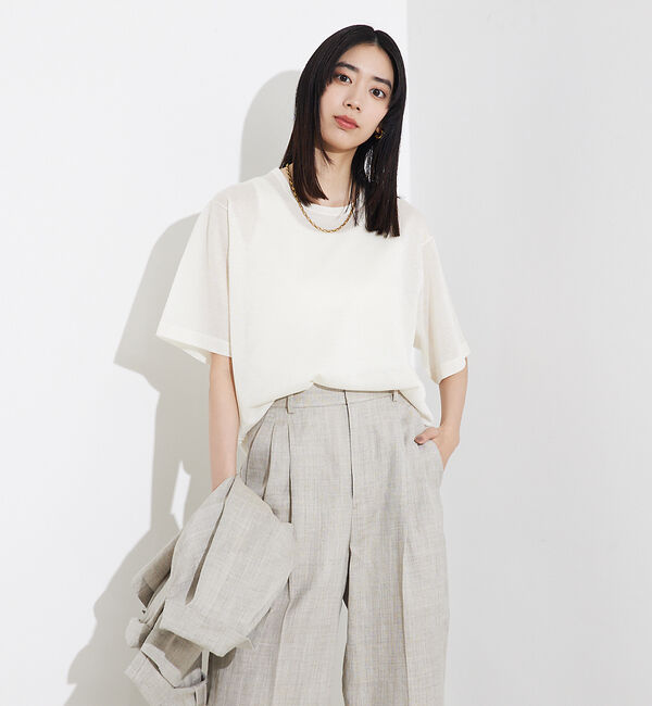 qualite「シャイニーニットT」|Tシャツ・カットソー|オフホワイト