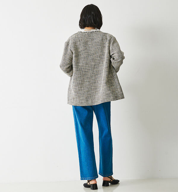 abahouse mavie「ツィードオーバージャケット」|ノーカラージャケット|
