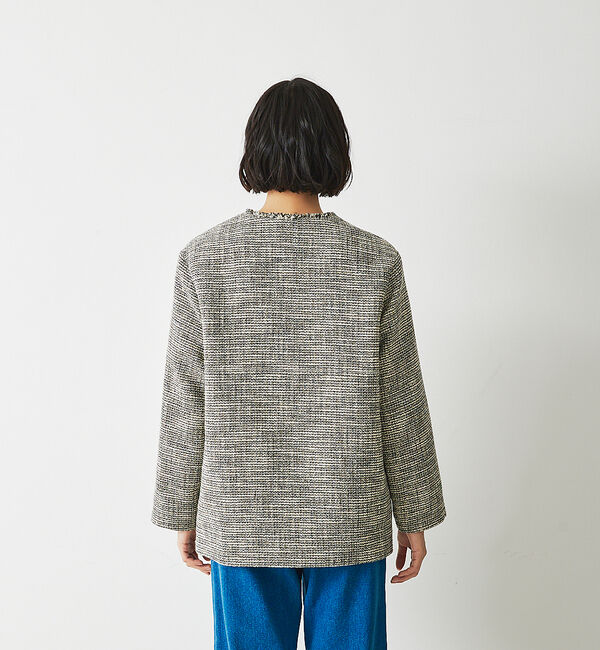 abahouse mavie「ツィードオーバージャケット」|ノーカラージャケット|