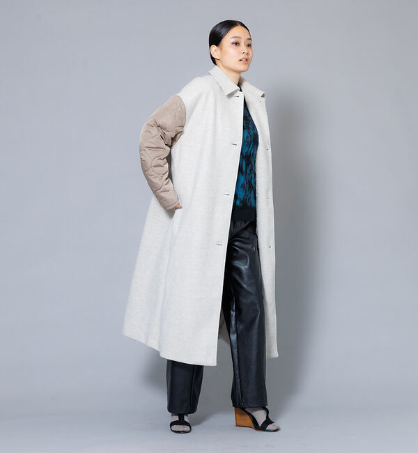 NOMINE「袖キルティングステンカラーコート」|ステンカラーコート|オフホワイト