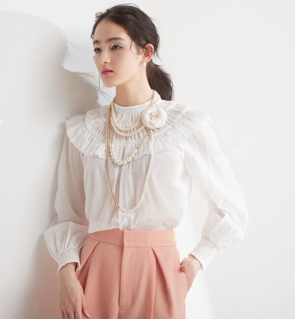 TIARA「フリルネックブラウス」|シャツ・ブラウス|