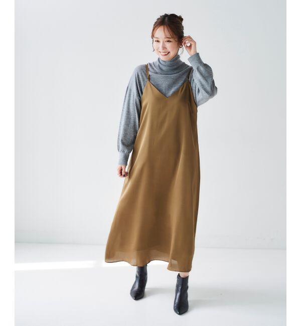 le.coeur blanc「サテンキャミワンピース」|ワンピース|カーキブラウン
