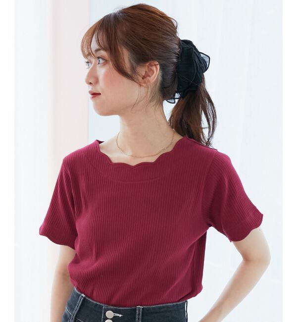  「スカラップデザイントップス」|Tシャツ・カットソー|