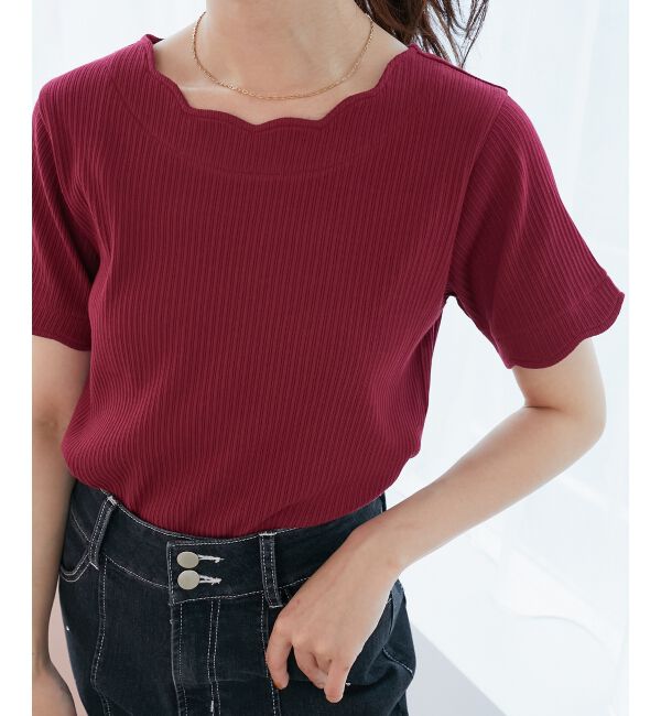  「スカラップデザイントップス」|Tシャツ・カットソー|