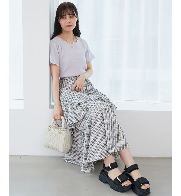  「スカラップデザイントップス」|Tシャツ・カットソー|