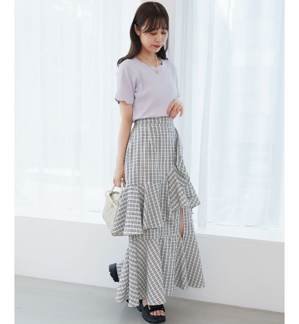  「スカラップデザイントップス」|Tシャツ・カットソー|