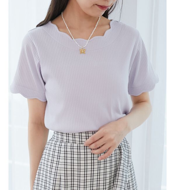  「スカラップデザイントップス」|Tシャツ・カットソー|