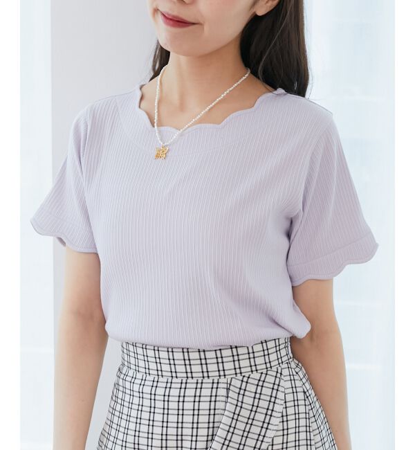  「スカラップデザイントップス」|Tシャツ・カットソー|