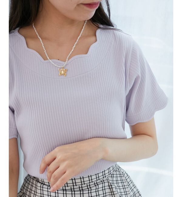  「スカラップデザイントップス」|Tシャツ・カットソー|