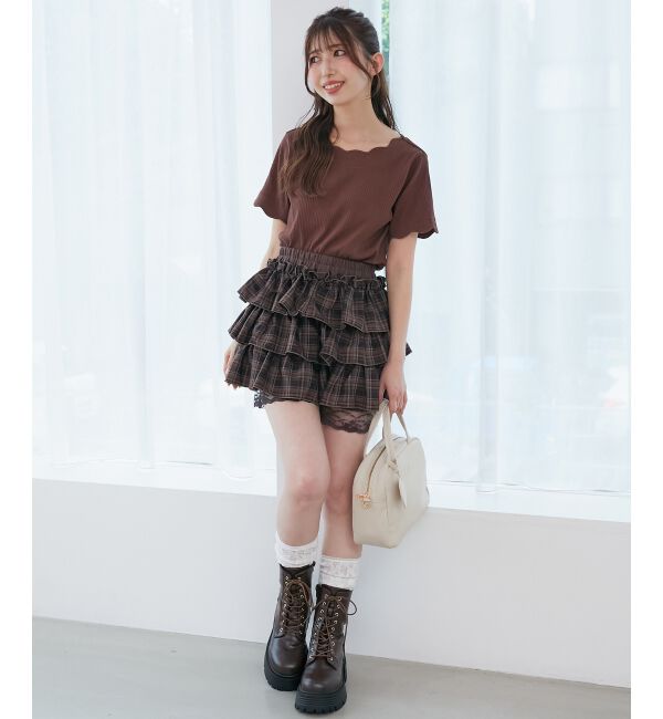  「スカラップデザイントップス」|Tシャツ・カットソー|