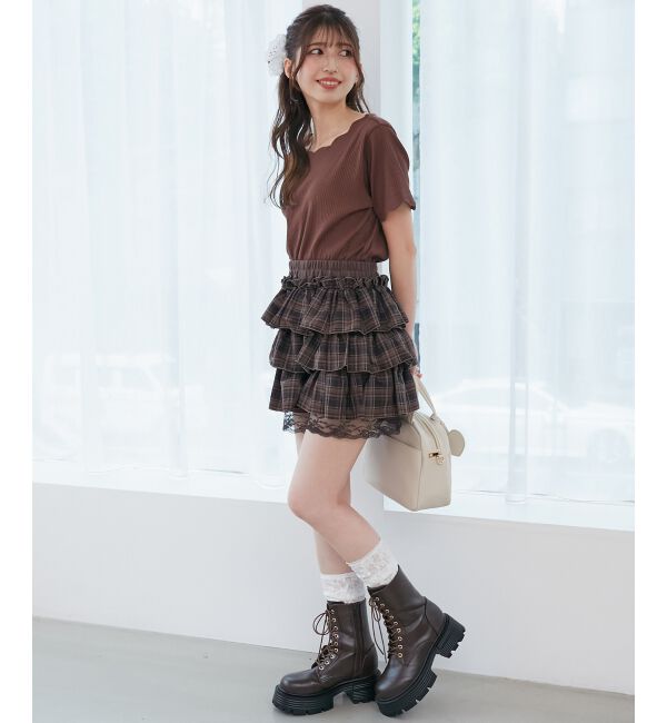  「スカラップデザイントップス」|Tシャツ・カットソー|