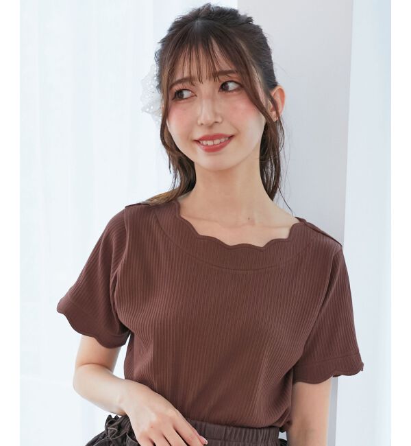  「スカラップデザイントップス」|Tシャツ・カットソー|