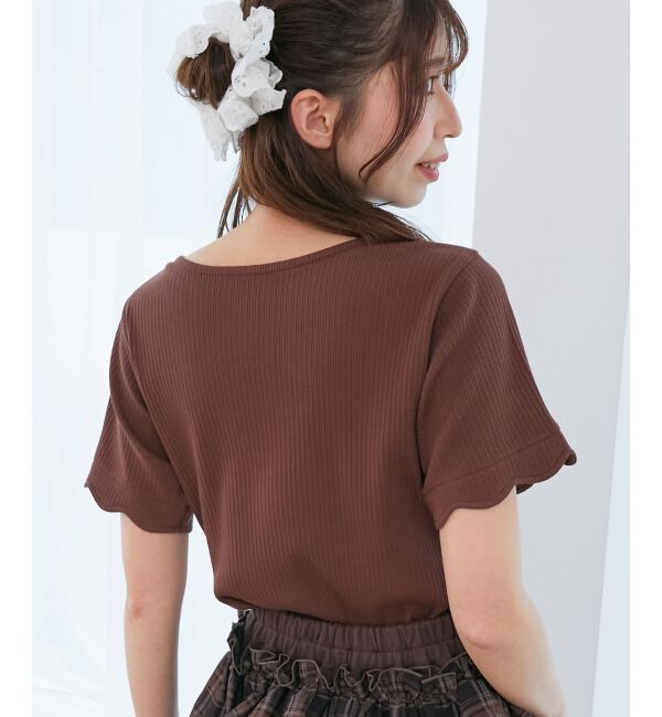  「スカラップデザイントップス」|Tシャツ・カットソー|