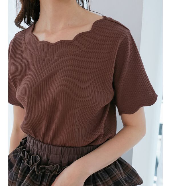  「スカラップデザイントップス」|Tシャツ・カットソー|