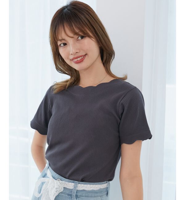  「スカラップデザイントップス」|Tシャツ・カットソー|