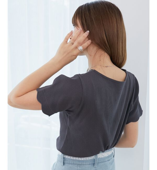  「スカラップデザイントップス」|Tシャツ・カットソー|