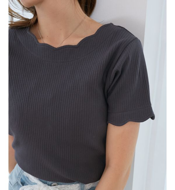  「スカラップデザイントップス」|Tシャツ・カットソー|