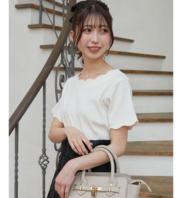  「スカラップデザイントップス」|Tシャツ・カットソー|