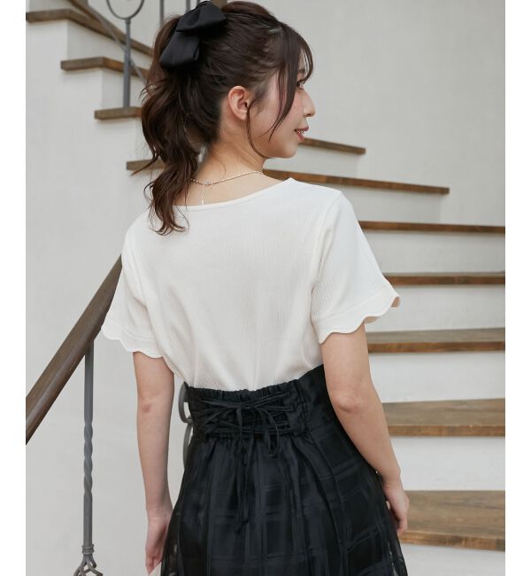  「スカラップデザイントップス」|Tシャツ・カットソー|