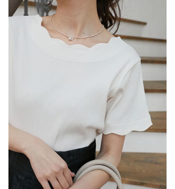  「スカラップデザイントップス」|Tシャツ・カットソー|