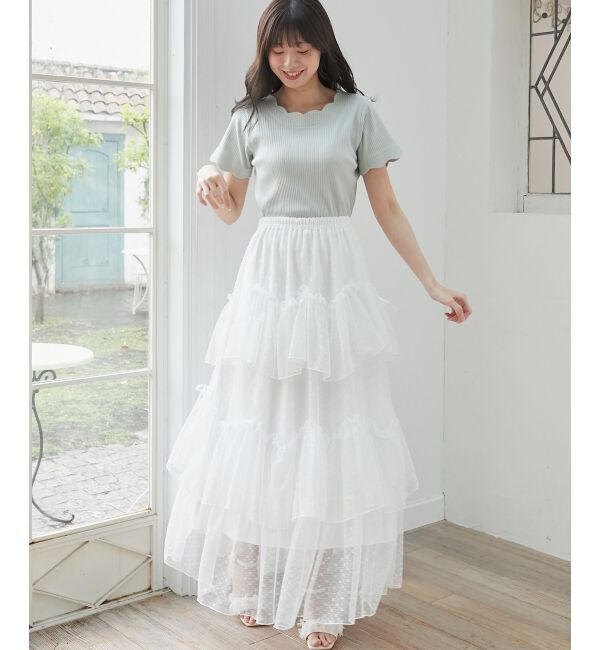  「スカラップデザイントップス」|Tシャツ・カットソー|