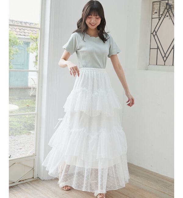  「スカラップデザイントップス」|Tシャツ・カットソー|